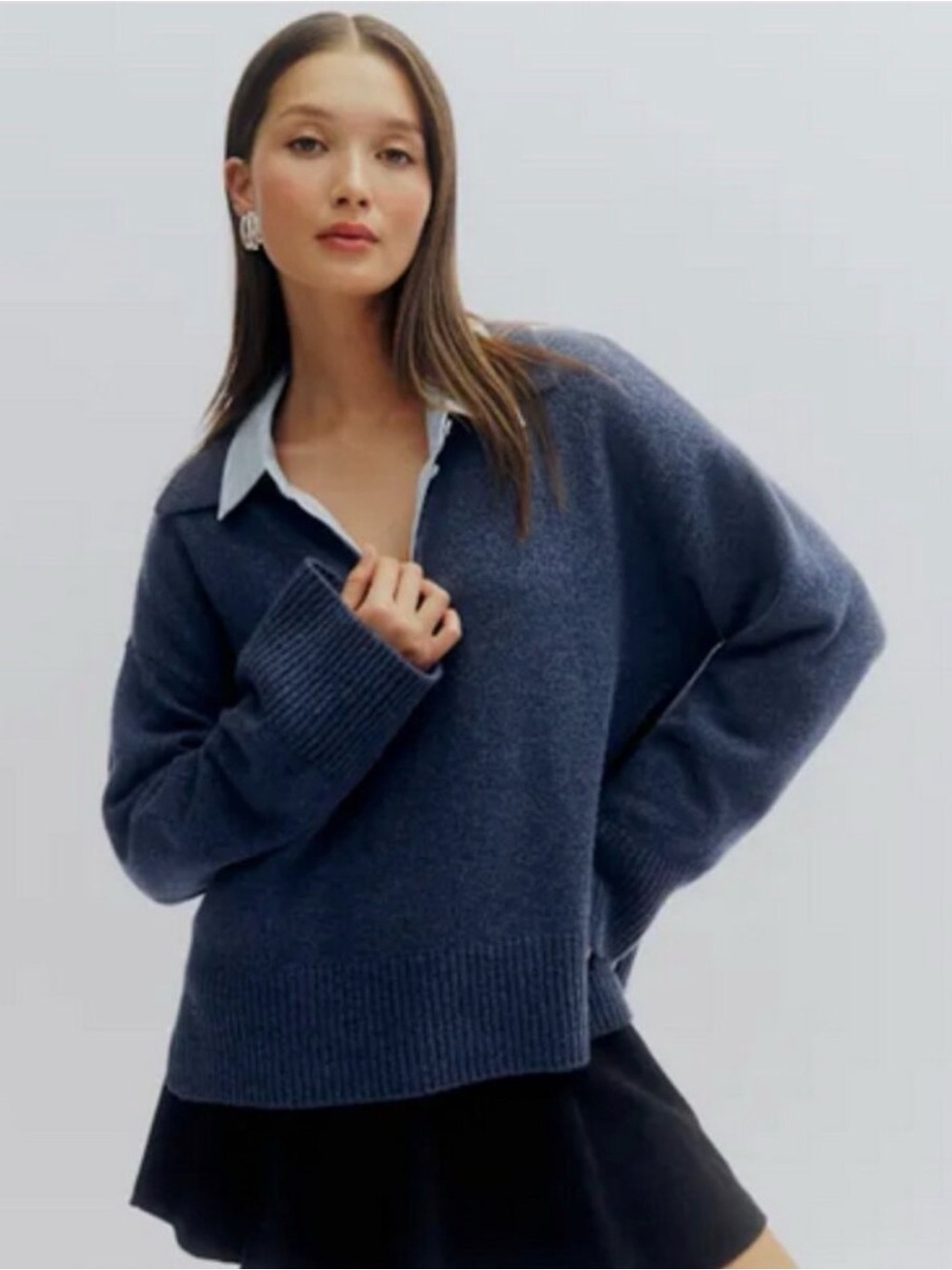 Reformation Saywer Blue Sweater Cashmere